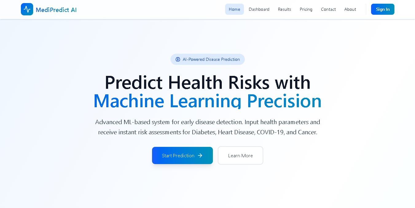 MediPredict.ai Dashboard Preview
